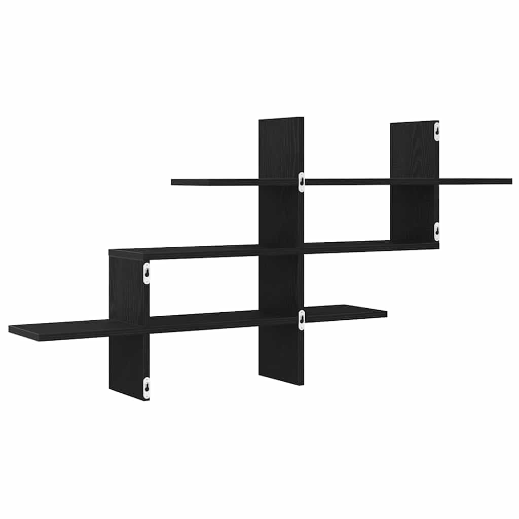 Wandregal Schwarz Eichen-Optik 124,5x18x60,5 cm Holzwerkstoff | Schwebend montierbar, pflegeleicht mit feuchtem Tuch, platzsparend für Wohnzimmer