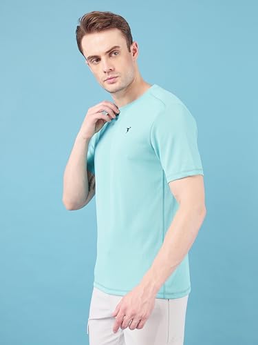 Image of TECHNOSPORT Men's Slim Fit Polyester Activewear Sports T-Shirt with Moisture-Wicking Comfort for Workout, Running & Gym