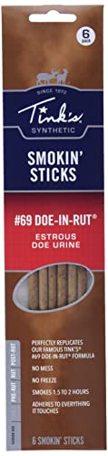 TINK'S #69 Doe-in-Rut Doe Estrous Urine Smokin' Stick Deer Scent Kit (6 Pack)