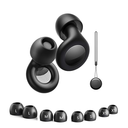 Tapones para el sueño – Reducción de ruido 40 dB, tapones de silicona reutilizables con 8 puntas (XS/S/M/L) y funda de transporte – Ideal para dormir,