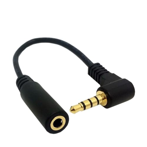 ZHANGLH 20cm 3.5mm 4 Pole 90 Degree Ja-ck TRRS Extension Adapter Cable Right Angle 3.5 mm 4pin Male to Female Extender Stereo Aux Audio