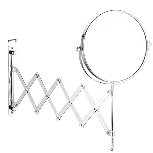 8インチ 拡大鏡 化粧鏡 壁掛け バスルームミラー 自立式 10倍拡大&伸縮アーム付き 360°回転 シェービング メンズ レディース
