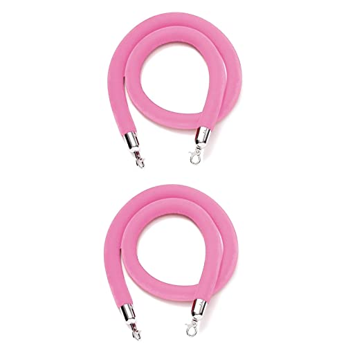 Corde de stanchion rose haut de gamme en chanvre tressé et fixations argentées pour club