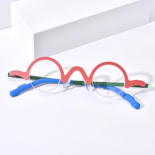 Image of FONEX Colorful Pure Titanium Glasses Frame Women Retro Round Eyeglasses
