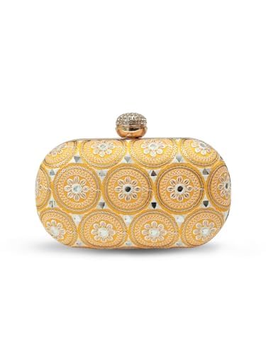 Image of THE TAN CLAN Inaara Oval Clutch for women Purses Luxury Evening Handbags for ladies with Detachable Handle
