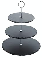 Artes&agrave; Set da Portata per Torte a Tre Piani in Ardesia, Set per Torte in Piedi, 28,5x34,5cm, Confezione Regalo