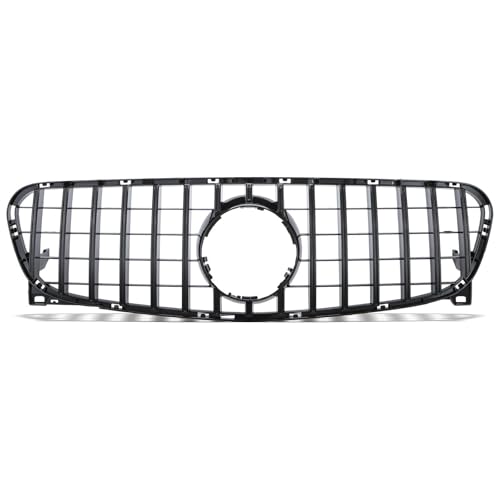 Image of Gravity Performance Black Grille GTR Panamericana Style Look Compatible with Mercedes-Benz GLA Class X156 2014-2016 Front Bumper Clip-On Grill Shinny Gloss Finish OEM+ Styling