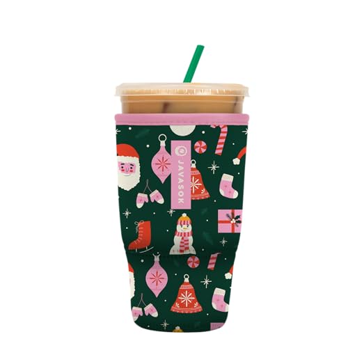 Sok It JavaSok Iced Coffee & Cold Soda Insulated Neoprene Cup Sleeve (Tis the Season, Large: 30-32oz)