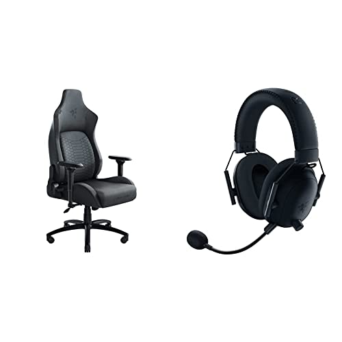 Razer Iskur XL PC Gaming Chair, Dark Gray Fabric & Razer BlackShark V2 Pro Wireless Gaming Headset: THX 7.1 Spatial Surround Sound - 50mm Drivers - Black