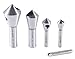 Accusize Industrial Tools 5 pc 90 Deg 0-Flute HSS Countersink & Deburring Tool Set, Pilotless Type, 0206-0490