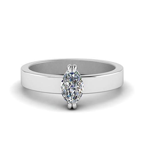 Bague de fiançailles solitaire marquise en argent sterling de haute joaillerie