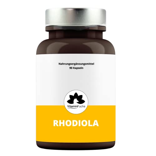 Rhodiola Rosea 90 Kapseln, mit 800 mg hochdosiertem Rosenwurz Extrakt. Goldene Wurzel von Vitaminfuchs Cover