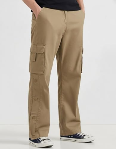 THE FEBZA Men's Cotton Cargo Pants White Cream - Image 3