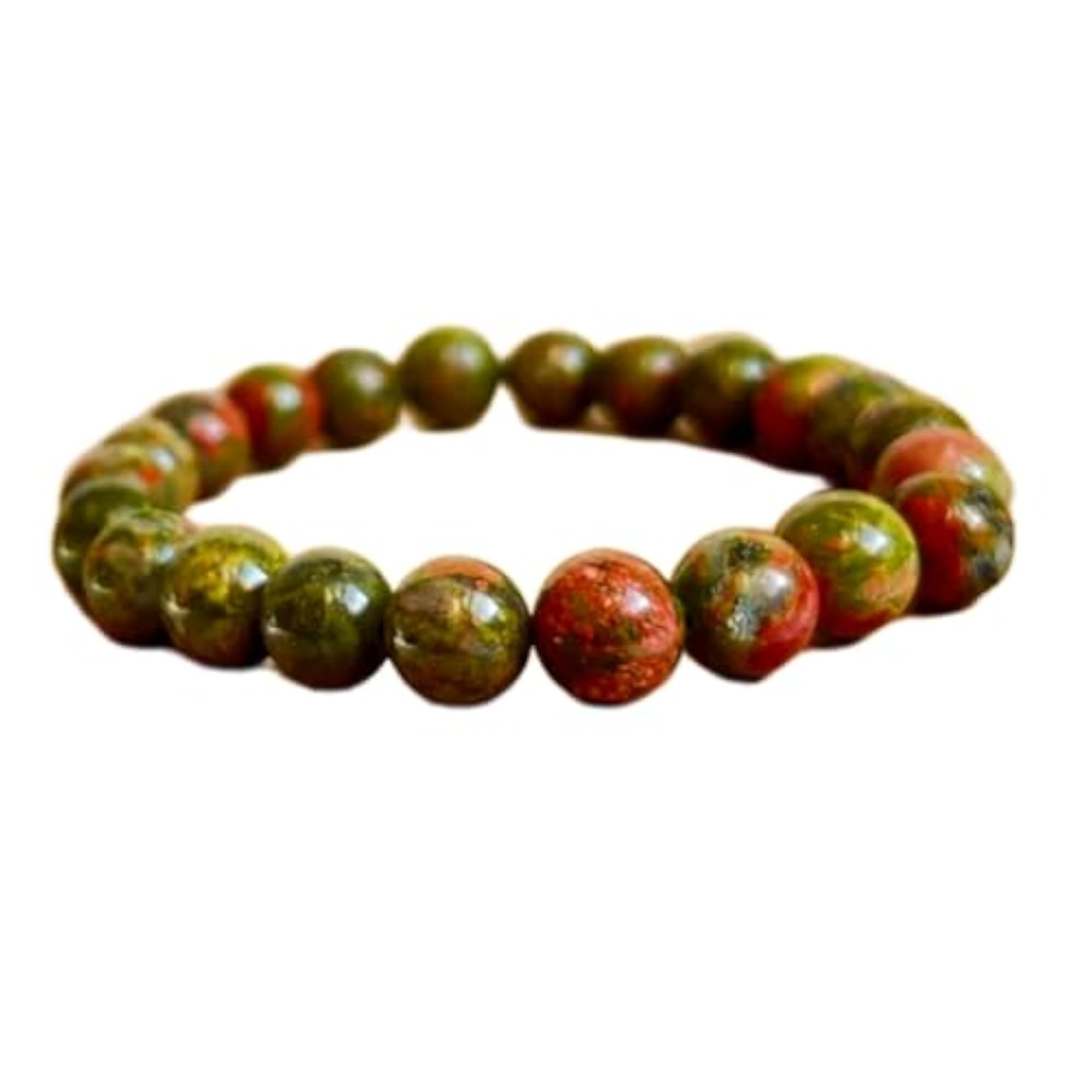 Natural Unakite Gemstone 8mm Energy Stretch Bracelet