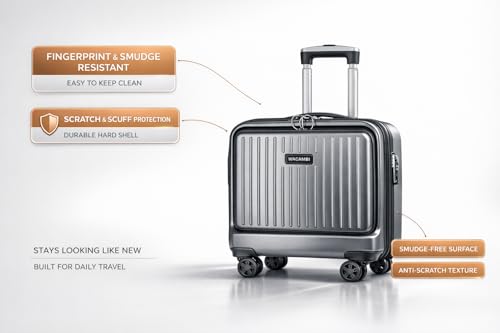 Image of Lite Go Cabin Overnighter Trolley Bag Small Size Polycarbonate 18inch 45cms with 16inch Laptop Compartment Suitcase for Flight Travel Suitable for Men, Women,Boys and Girls (Slate Grey)