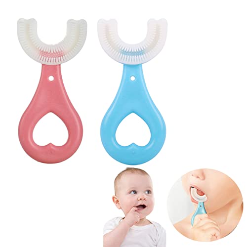 TNSEFNA 2pcs Brosse à dents en forme de U pour enfants avec poils en silicone, à Dents à 360° Nettoyage , En Silicone De Qualité, Qlimentairemasse les gencives un nettoyage (enfants de 6 à 12 ans) Cover