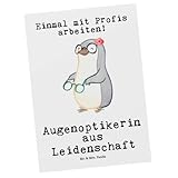 Mr. & Mrs. Panda Postkarte Augenoptikerin Leidenschaft - Geschenk, Ansichtskarte, Grußkarte, Lustig, Eröffnung, Optometristin, Postkarten, bildkarte, Spruch, Ansichtskarten, Brillengeschäft, Witzig
