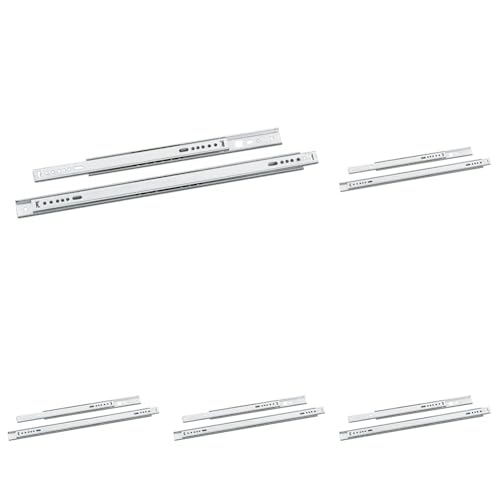 Amig - Juego de 2 Guías Correderas Metálicas Mod.26 de Acero Galvanizado para Cajones de Muebles, Cajoneras o Armarios - Extracción Parcial - Resistencia de carga: 25 Kg/Par - Medidas: 342 x 27 mm