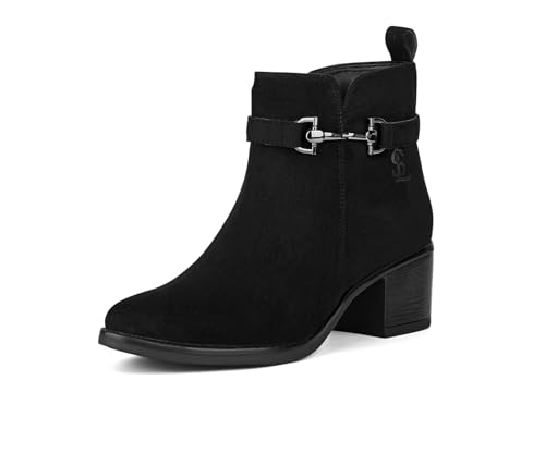 Image of LOUIS STITCH Women's Mid-Top Ankle Boots | Elegant Buckle Chelsea Boots with Zipper| Slip-On Boots for Women | Boot for Casual Outings| LSLD-CLBT
