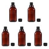 MALUGOGO Botellas de plástico ámbar para medicina líquida, 5 unidades, 200 ml, botellas dispensadoras farmacéuticas con tapas de seguridad, portátiles para viajes al aire libre y viajeros frecuentes