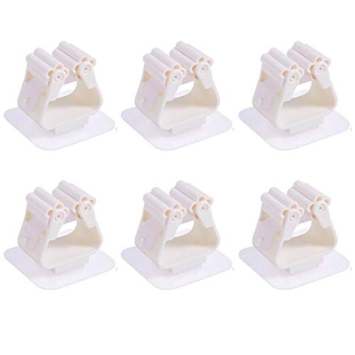 Lioyh 6 pcs Bathroom Broom Holder Mop Clip Mop White Clip Shelf Mop Rack Sticky Hook ABS