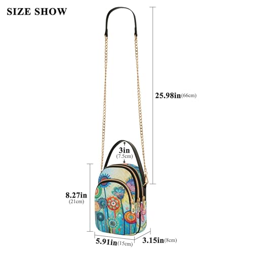 Women Shoulder Purses Colorful Chain Wallet Cell Phone Purse Quilted Ladies Crossbody Satchel Bag Vibrant Colorful Dandelion Floral3