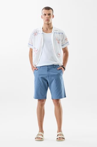 Image of SNITCH Men Casual Shorts | Regular Fit Mid Rise Solid Pattern | 100% Cotton Smooth Texture with Drawstring Closure & Elastic Waistband for Summer & Club Wear