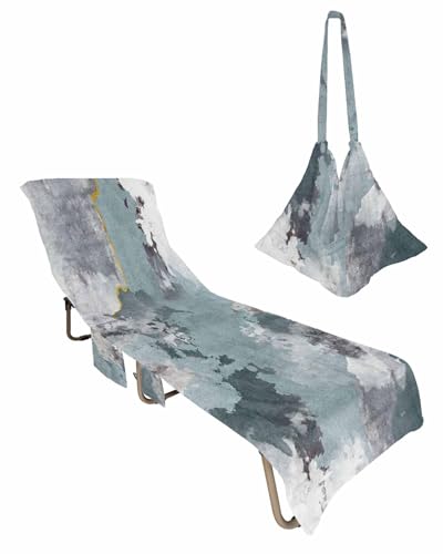 Shabby Chic Beach Chair Towel Covers for Chaise Lounge with Side Pocket, Soft Plush Pool Towels Cover for Patio Sunbathing Outdoor 29''x85'' Old World Nautical Classic Romantic Art