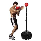 Speed Bar with Stable Base - MMA High Energy Spring - Reflex Bag Free Standing Boxing Bag with Adjustable Height & Durable Stress Relief Ball for Fitness Enthusiasts!(red)