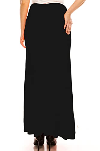Women's Plus Size Casual Solid High Waisted A -line Maxi Skirt with an Elastic Waistband3