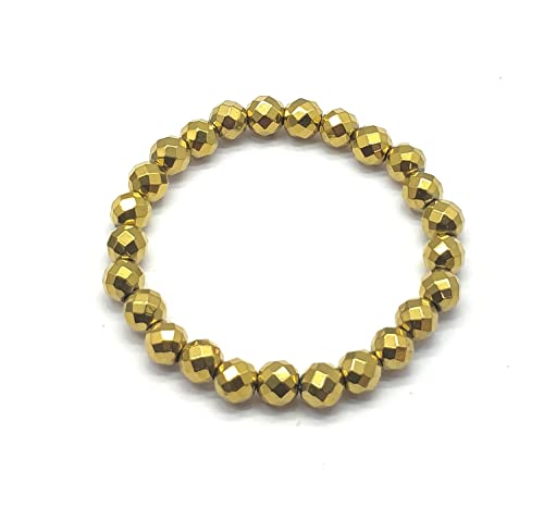 Bracelet pyrite véritable 10mm LKBEADS perles facettées de haute qualité