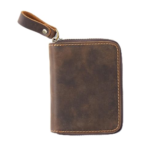 Ancicraft Credit Card Wallet Holder Case Sleeve Genuine Leather with Zipper RFID Blocking for Men Women (Coffee)