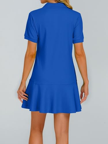 Image of YEXPINE Polo Dress for Women Short Sleeve Ruffle Hem Golf Tennis Summer Mini Dresses