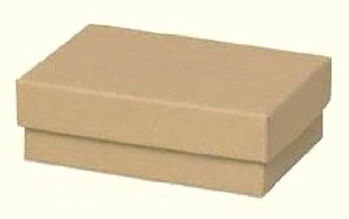 RJ Displays- 25 Pack Cotton Filled Brown Kraft Jewelry Box for Pendant, Charm, Bracelet, Anklet, Ring, Earring, Jewelry and Small Gift 2 5/8
