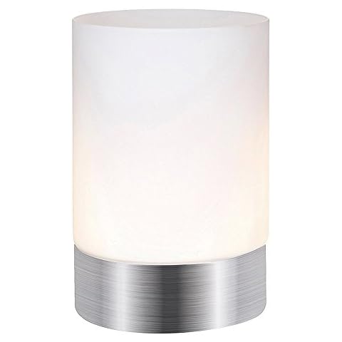 Contemporary Small Brushed Silver Touch Dimmable Table Lamp by Happy Homewares Cover