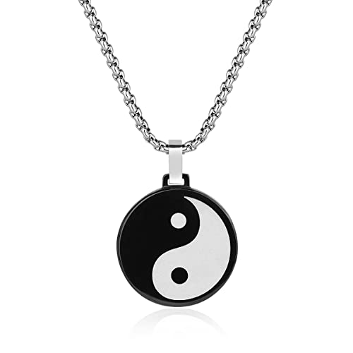 GAVU Collier Chaîne Acier Inoxydable Pendentif Taijitu Yin Yang Homme 50cm