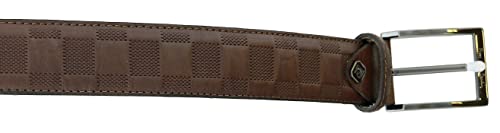 Pierre Cardin Brown Textured Checkered Classic Buckle Adjustable Adjustable Mens Belt-342