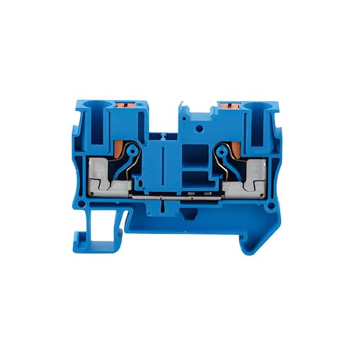 10Pcs PT-6 Din Rail Terminal Block Connectors Push in Spring Screwless Feed Through PT6 Wire Connector Conductor(Blue)