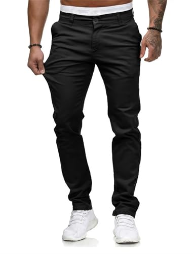Image of HUNGSON Mens Chinos Dress Pants Slim Fit Stretch Business Casual Golf Work Slacks Trousers