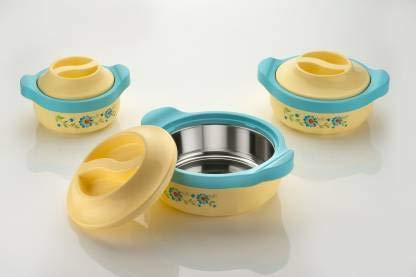 AL Marvel Plastic Casserole, Set of 3, 800 ml, 1500 ml, 2500 ml, (Green)