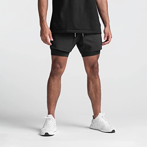 DIOTSR Mens 2 in 1 Running Workout Shorts for Men Lightweight Training Shorts Quick Dry Gym Shorts with Phone Pocket3
