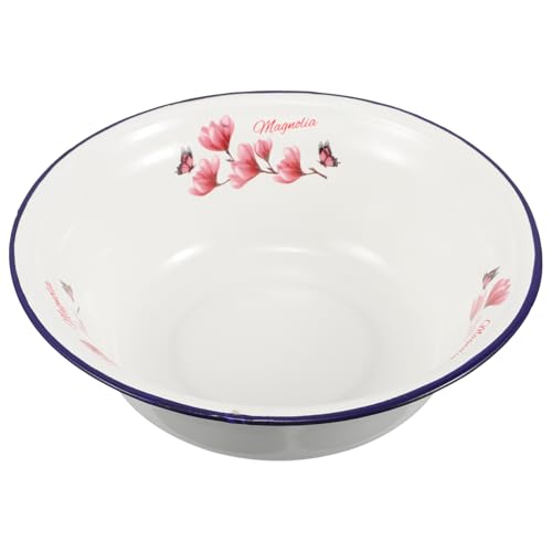 FOMIYES Vintage Enamel Wash Basin Multi Function Round Dish for Foot Soaking Face Washing Vegetable Rinsing Easy to Clean Durable Enamelware for Home Outdoor Use