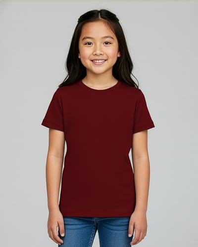 Image of Real Essentials 5 Pack: Girls' Cotton Short Sleeve Crew Neck T-Shirt - Athletic Tee Shirt for Teens Kids Youth (Ages 4-16)
