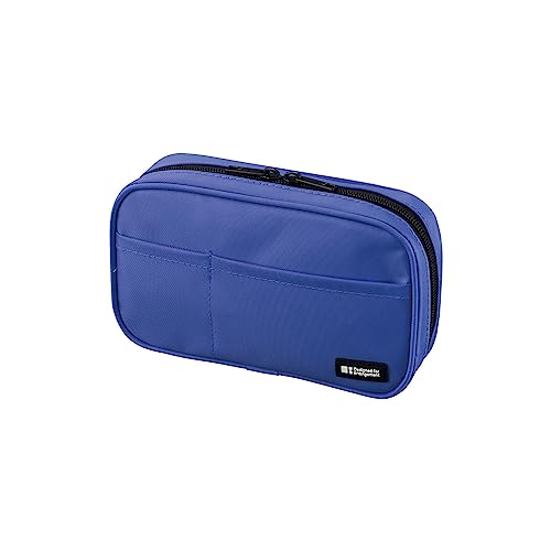 LIHIT LAB Estojo de lápis com zíper de grande capacidade para escola escritório faculdade, suporte de bolsa de lápis de grande capacidade com 4 compartimentos para adultos meninos adolescentes meninas, armazenamento de cosméticos para viagem, azul (A7551-108)