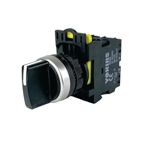 Image of YOKINS Switch Maintained Push Button, 3 way position, EB2M-A-20XS, 22mm Black color with spring return with 2NO (copper & silver contacts)