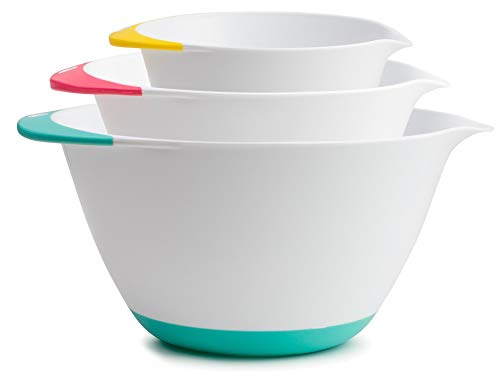 KUKPO Mixing Bowls – 3 piece set Includes 1.8 Qt, 3.6 Qt, 6.5 Qt, Easy Grip Handle With Non - Skid Bottom KUKPO Mixing Bowls – 3 piece set Includes 1.8 Qt, 3.6 Qt, 6.5 Qt, Easy Grip Handle With Non - Skid Bottom