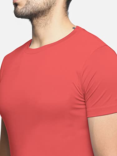 Image of BULLMER Solid Cotton Blended Half Sleeve Round Neck Tshirt for Men