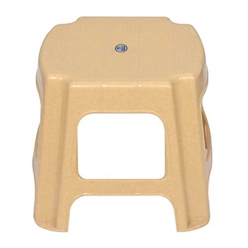 Nilkamal STL05 Strong and Durable Plastic Seating Stool for Home | Bedroom | Bathroom | Kitchen | Living Room | Office | Adult | Kids | Garden Stool with high Load Capacity (Marble Beige)