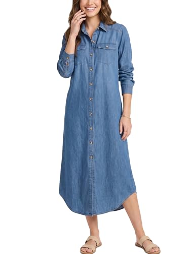 Image of Kuraki Women's Casual Print Button Front Maxi Shirt Dress