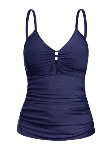 Ocean Blues Women's Retro Tankini Swimsuit Shirring Tummy Control Tankini Top Only